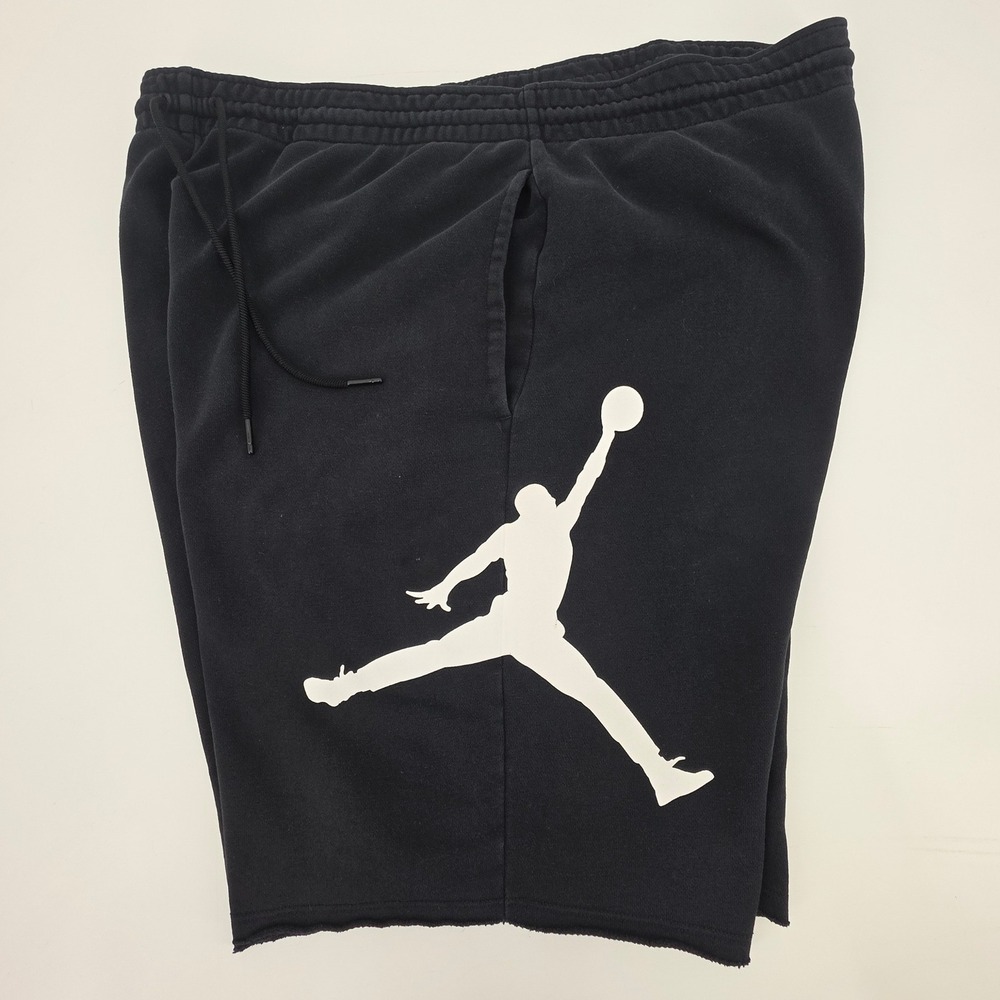 JORDAN JUMPMAN FLEECE SHORTS MENS XL BLACK WHITE STANDARD FIT POCKETS COMFORT